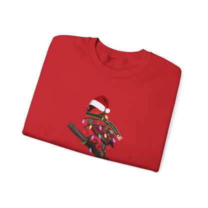 Cardinal with Fairy Lights as Santa Happy Holidays Birdwatcher Christmas Bird Sweatshirt