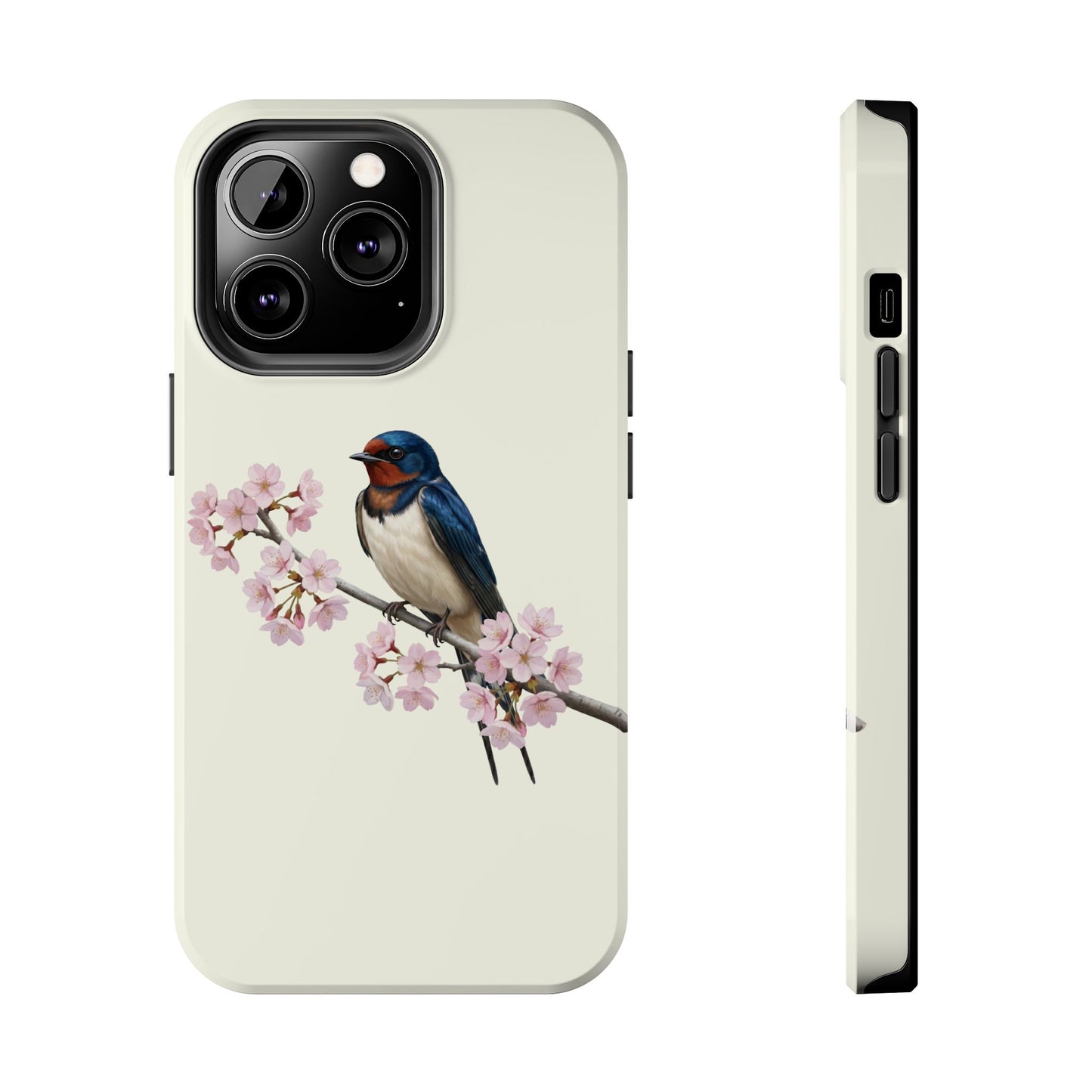 Barn Swallow & Cherry Blossom Tough iPhone Case Creamy White