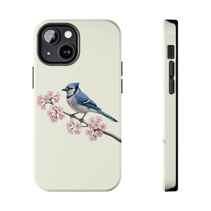 Blue Jay & Cherry Blossom Tough iPhone Case Creamy White – animal lover, Phone