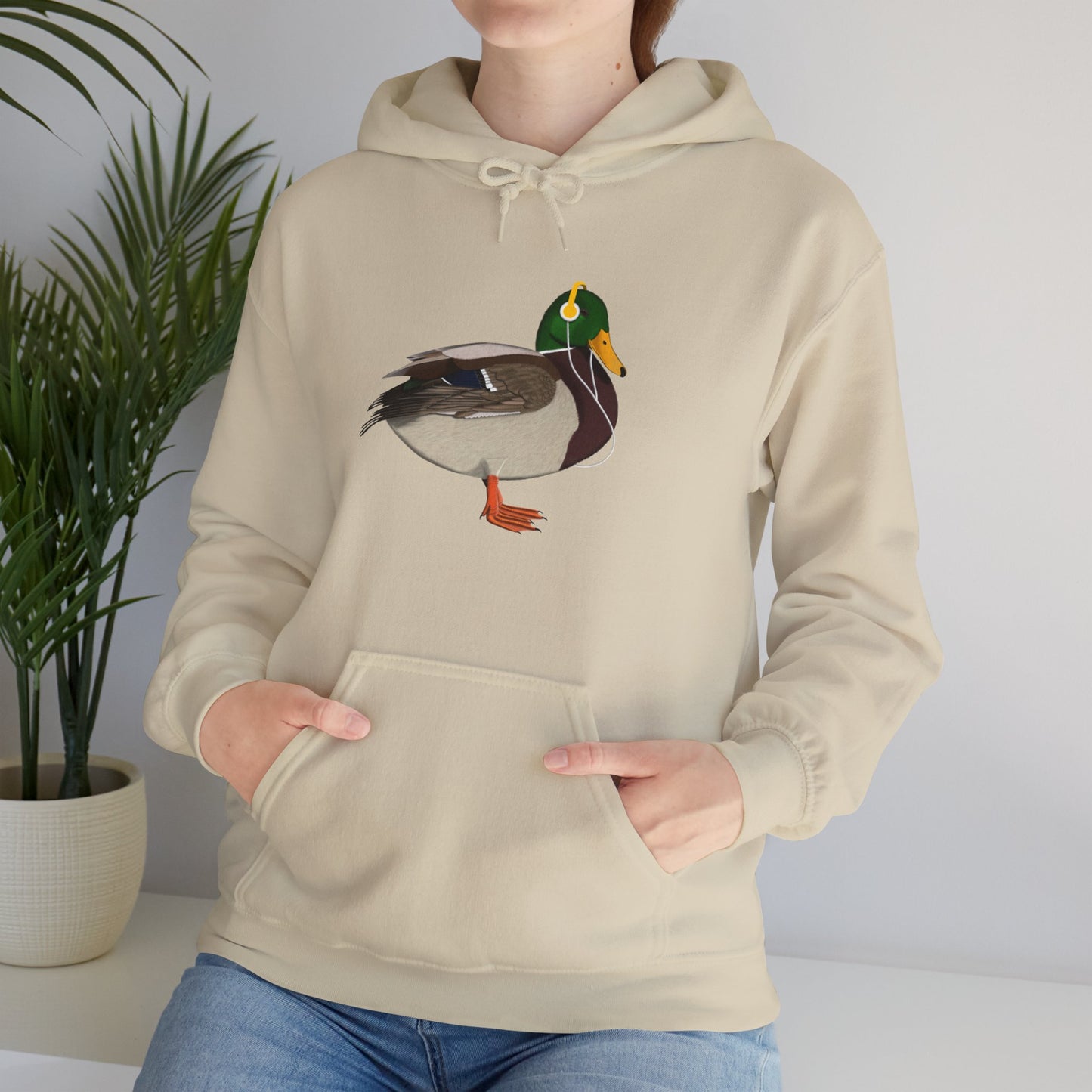 Mallard with Music Headphones Bird Birdwatching Birdlover Hoodie