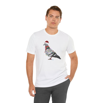 Pigeon with Fairy Lights Christmas Bird T-Shirt