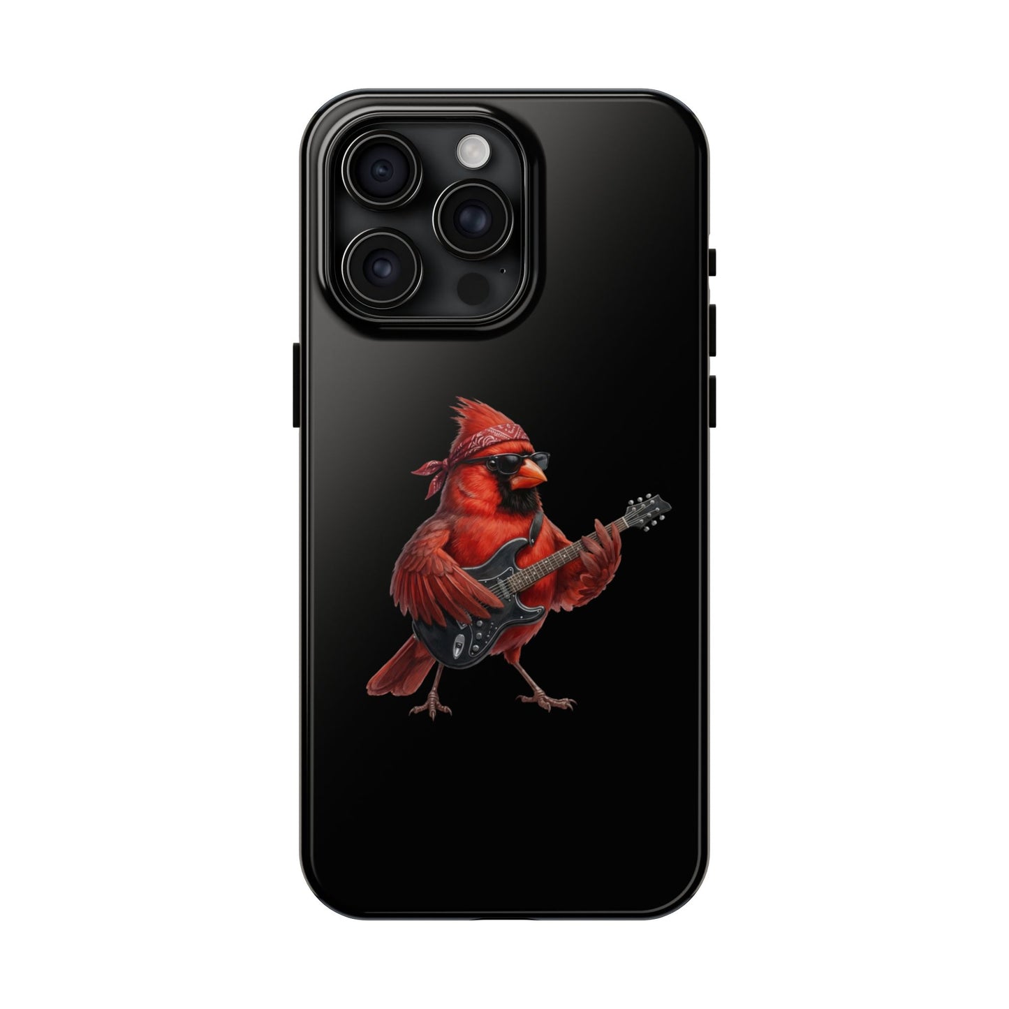 Cardinal with Guitar iPhone Case – Premium Tough Phone Cover Black
