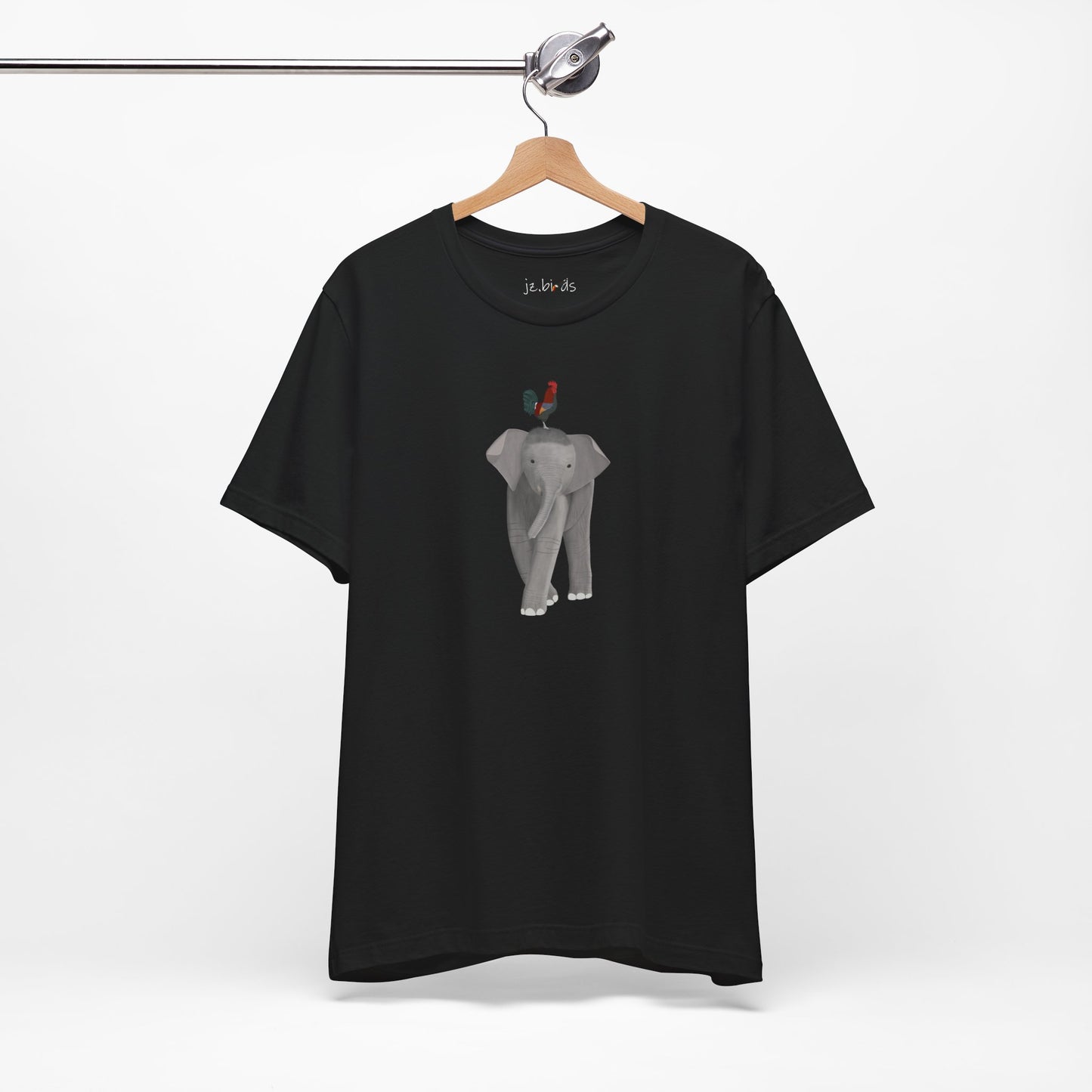 Elephant with Rooster Bird Birding & Birdwatching T-Shirt