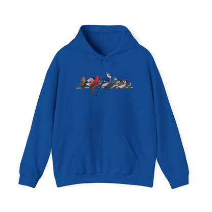 Garden Birds on a Branch Blue Jay Cardinal Bullfinch Hoodie - jz.birds