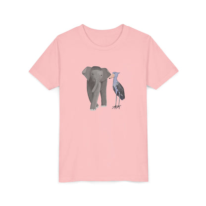 Elephant with Shoebill Bird Youth T-Shirt