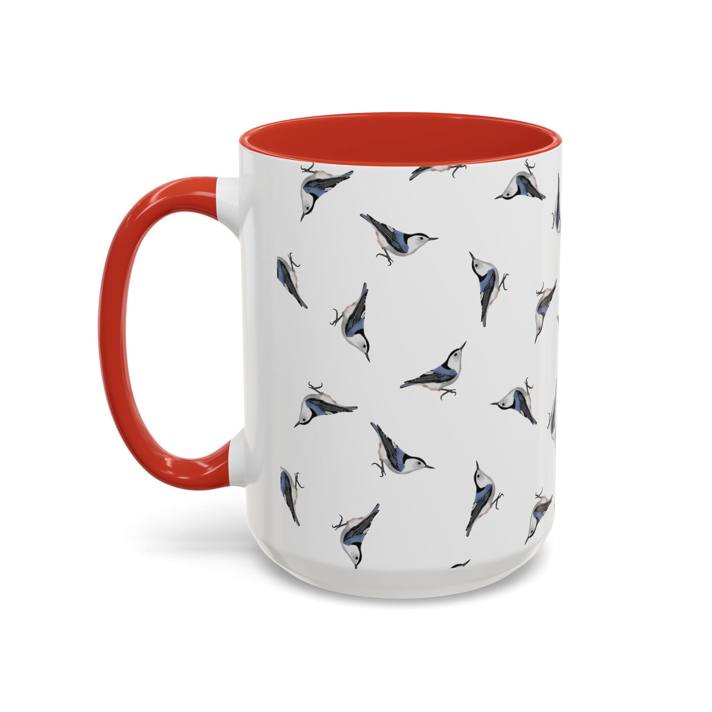 Nuthatch All-Over Pattern Accent Mug | Colorful Bird Lover Gift for Birdwatchers