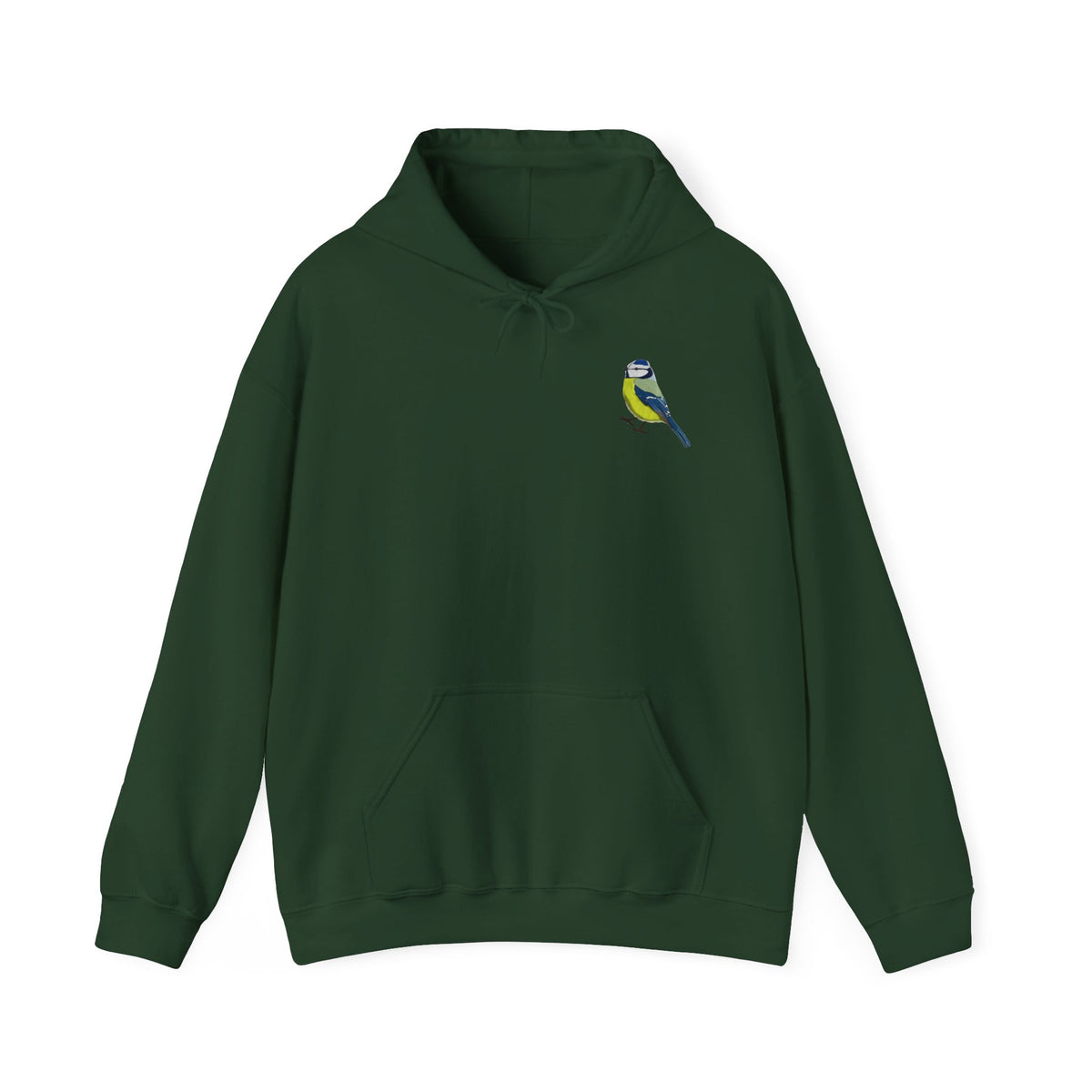 Blaumeise Hoodie – Kuscheliger Kapuzenpullover mit kleinem Gartenvogel-Motiv