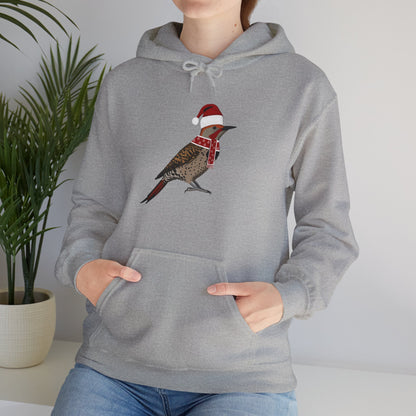 Northern Flicker Christmas Bird with Santa Hat Birdwatcher Birdlover Hoodie