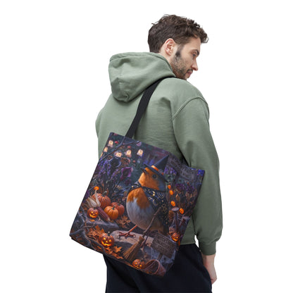 Robin Rosi Halloween Witch Tote Bag for Spooky Season and Bird Lovers
