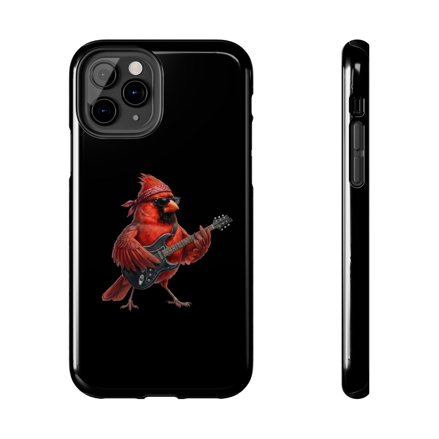 Cardinal with Guitar iPhone Case – Premium Tough Phone Cover Black