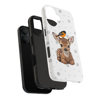 Cute Fawn with a Oriole Animal iPhone Case - Dual-Layer PC/TPU Protective Cover for iPhone
