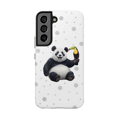 Cute Panda Bear with a Toucan Animal iPhone Case - Dual-Layer PC/TPU Protective Cover for iPhone
