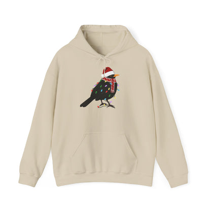 Amsel Weihnachts-Hoodie - Vogel als Weihnachtsmann mit Lichterkette Sweater