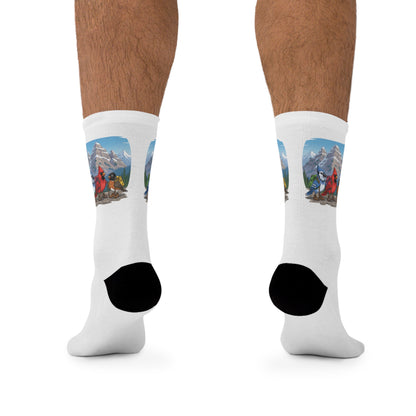 Blue Jay Cardinal Robin on a Hike Bird Socks White for Bird and Hiking Lovers One Size