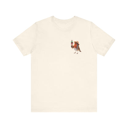 Robin Rosi with Ice Cream Premium T-Shirt – Subtle Pocket Design for Bird Lovers