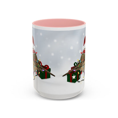 European Robin with Christmas Hat and Scarf Snow Bird Coffee Mug