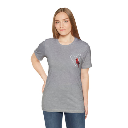 Northern Cardinal Heart Bird Unisex Tee - jz.birds