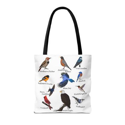 Backyard Birds Tote Bag 16"x16" Blue Jay Cardinal Bluebird Hummingbird for Bird Lovers