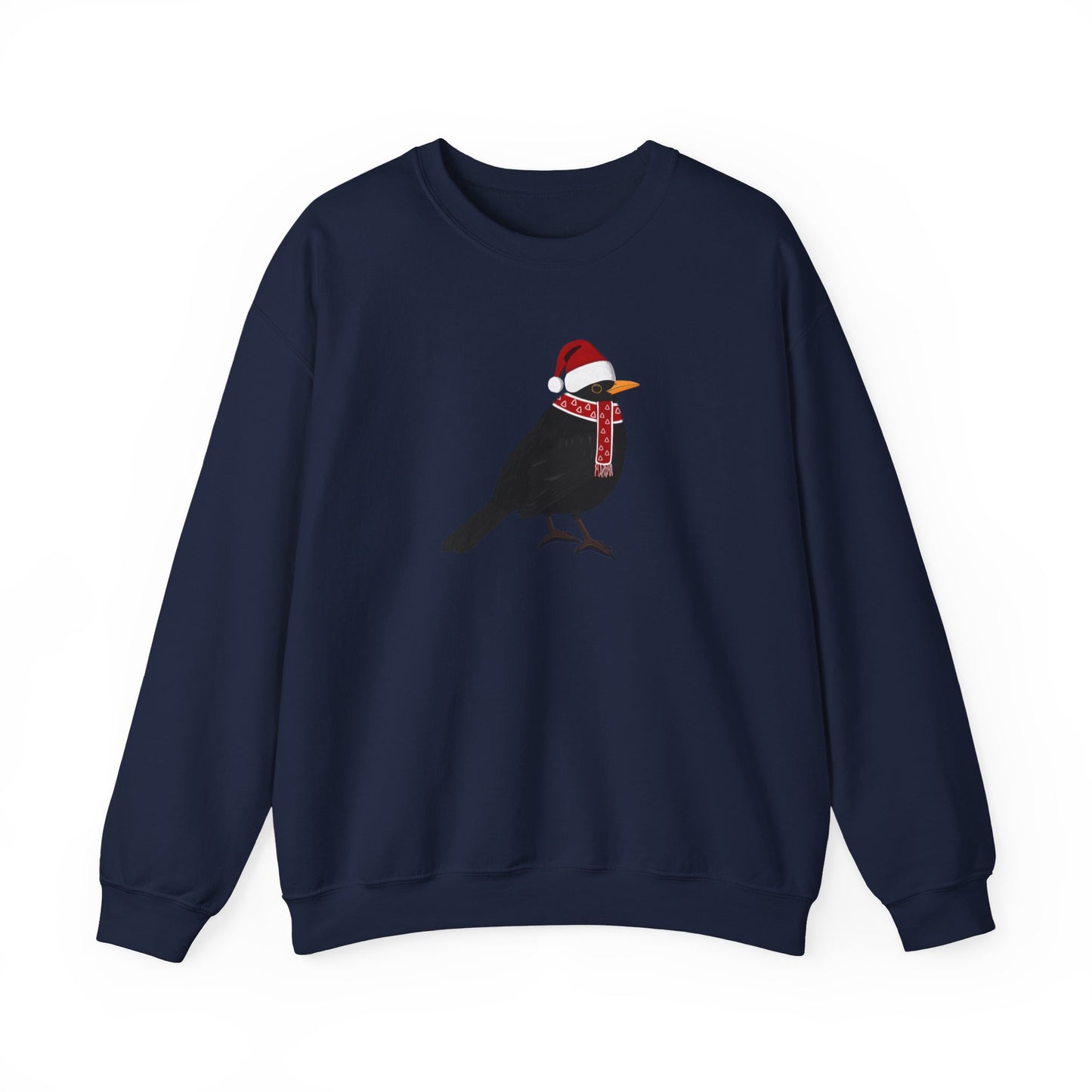 Blackbird with Christmas Hat Bird Birdwatcher Sweatshirt