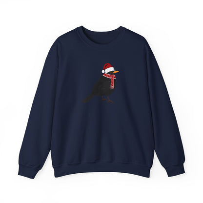 Blackbird with Christmas Hat Bird Birdwatcher Sweatshirt