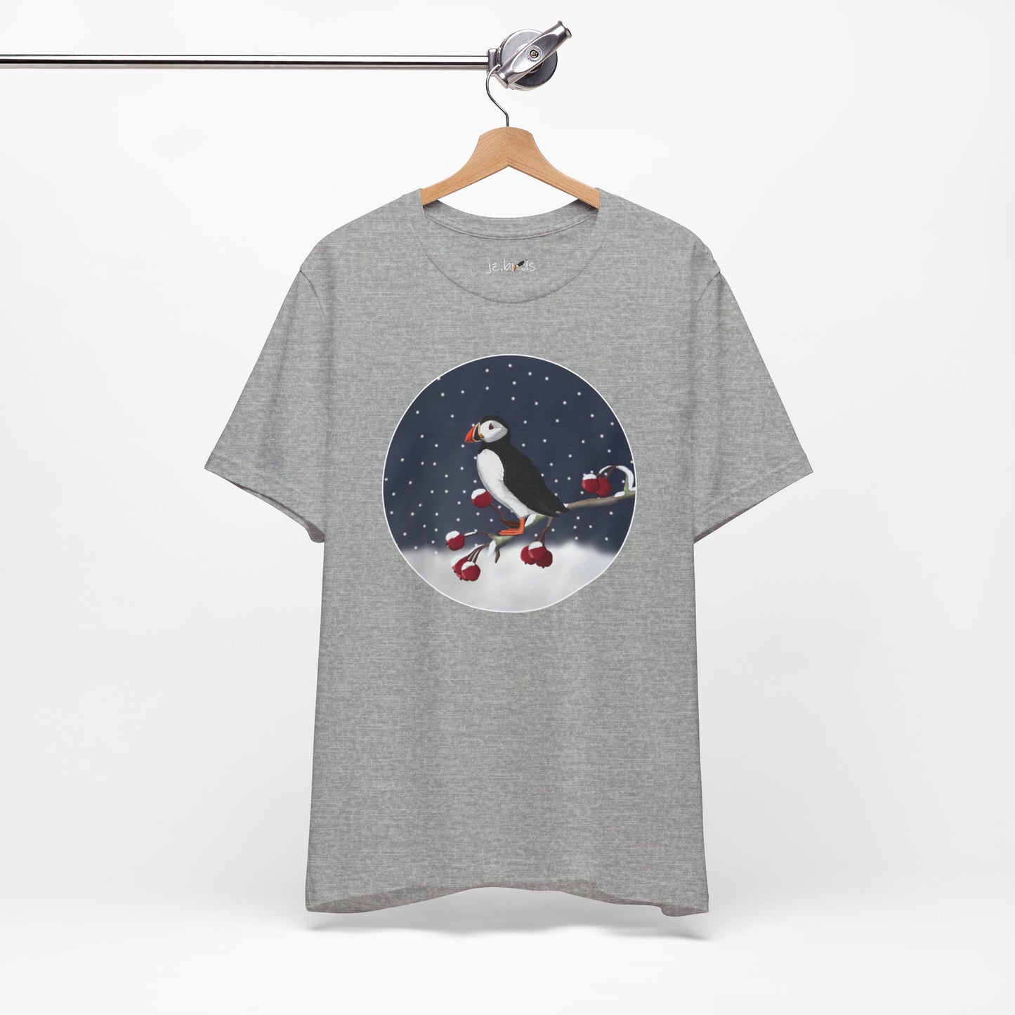 Puffin on a Winter Branch Birdwatcher Christmas Bird T-Shirt