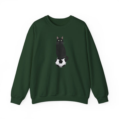 Black Cat with Soccer Cat Lover Sweatshirt