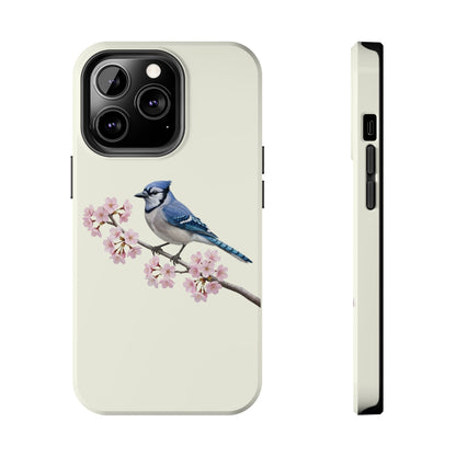 Blue Jay & Cherry Blossom Tough iPhone Case Creamy White