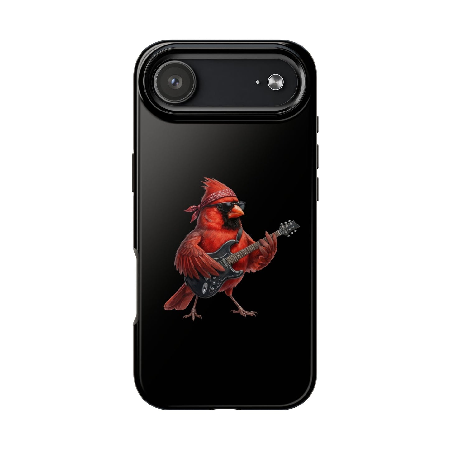 Cardinal with Guitar iPhone Case – Premium Tough Phone Cover Black