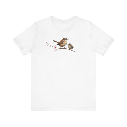 Zaunkönig & Jungvogel T-Shirt | Frühlingsblüten Vogelmotiv für Vogelbeobachter