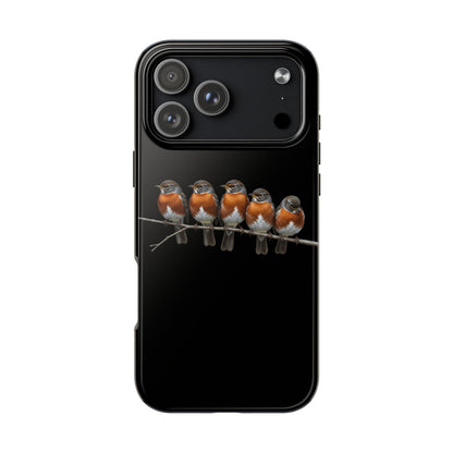 アメリカンロビン デュアルレイヤー iPhoneケース 枝にとまる鳥たち - 鳥類学者や鳥愛好家へのプレゼントに最適