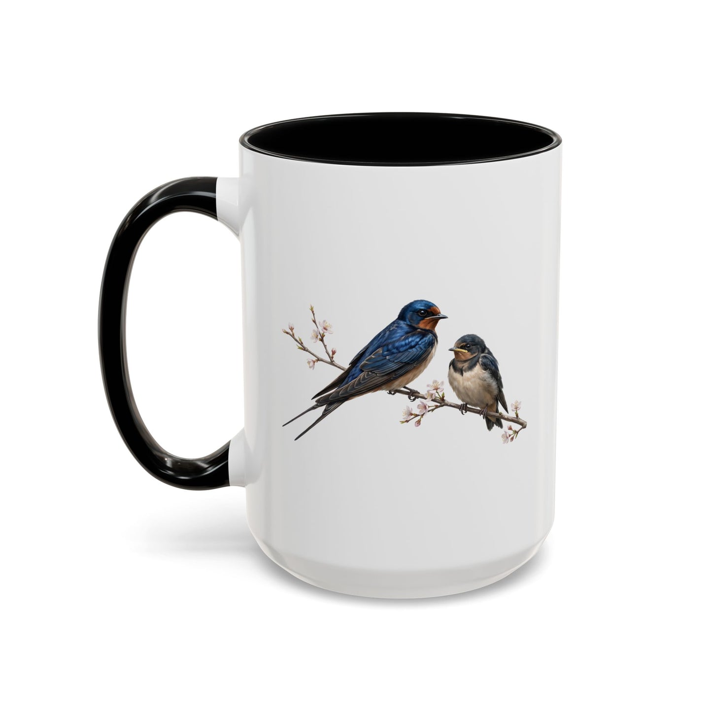 Barn Swallow & Fledgling Two-Tone Mug | Spring Bird Lover Gift