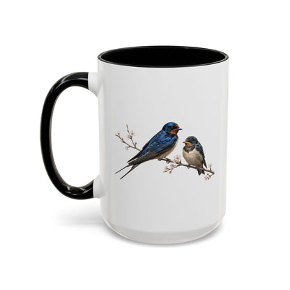 Barn Swallow & Fledgling Two-Tone Mug | Spring Bird Lover Gift