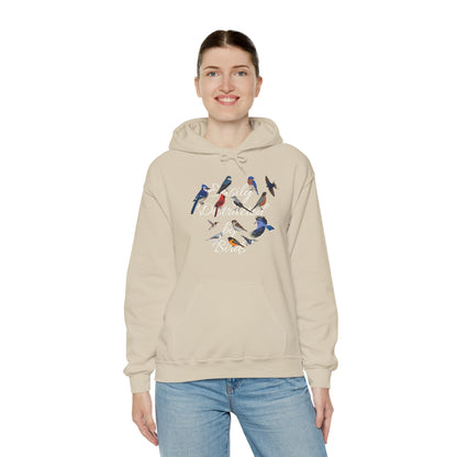 Easily Distracted by Birds Blue Jay Cardinal Hummingbird Hoodie