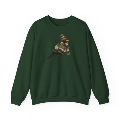 Amsel in Strick Weihnachts-Sweatshirt | Unisex Vogel Sweater für Vogelfreunde & Vogelbeobachter