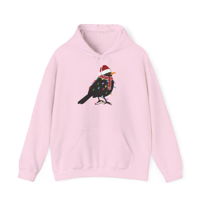 Amsel Weihnachts-Hoodie - Vogel als Weihnachtsmann mit Lichterkette Sweater