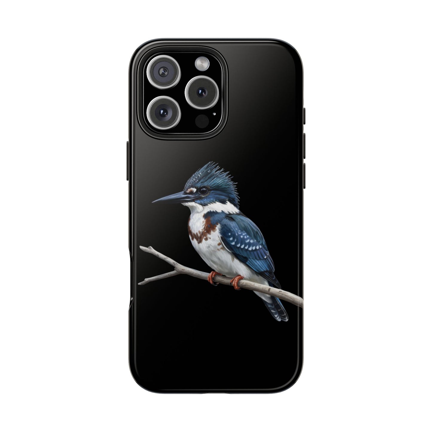 Belted Kingfisher iPhone Case – Premium Tough Phone Cover Black