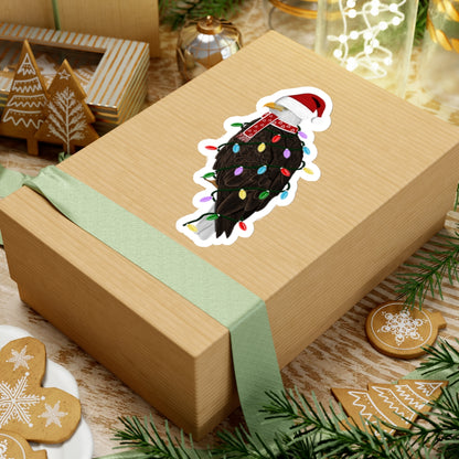 Bald Eagle with Fairy Lights Santa Claus Hat and Scarf Christmas Bird Sticker