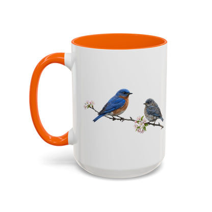 Eastern Bluebird & Fledgling Two-Tone Mug | Spring Bird Lover Gift