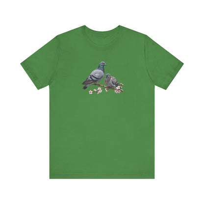 Pigeon & Fledgling T-Shirt | Spring Blossoms Unisex Graphic Tee