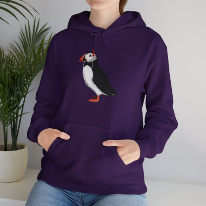 Puffin with Music Headphones Bird Birdwatching Birdlover Hoodie