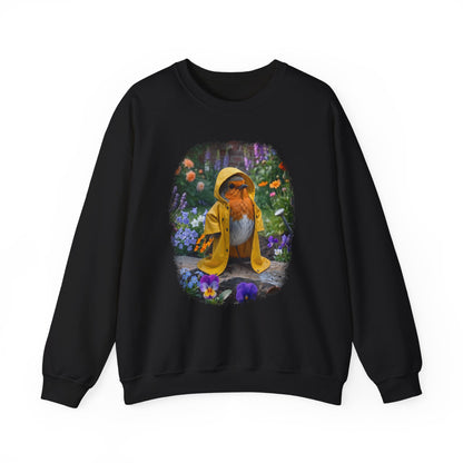 Robin Rosi Yellow Raincoat Garden Premium Sweatshirt for Bird Lovers
