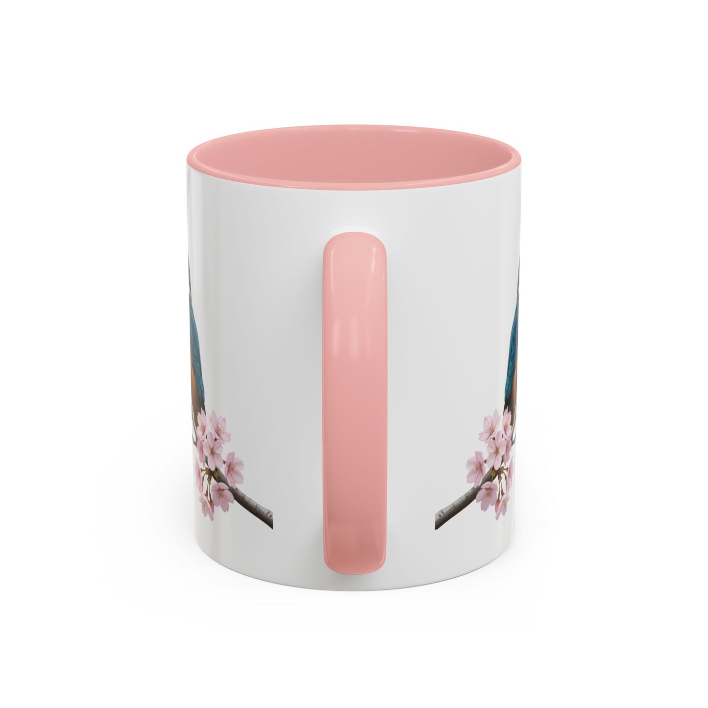 Eisvogel Tasse mit Kirschblüten | Rosa Keramiktasse für Vogelfreunde