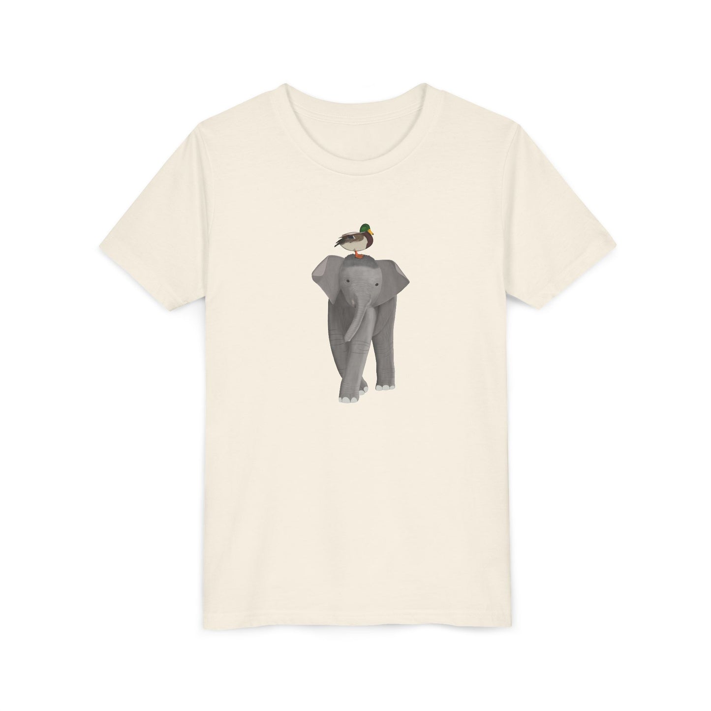 Elephant with Mallard Bird Youth T-Shirt