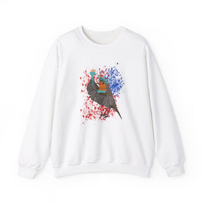 Robin 4th of July Independence Day Statue of Liberty Bird Watcher Biologist Crewneck Sweatshirt