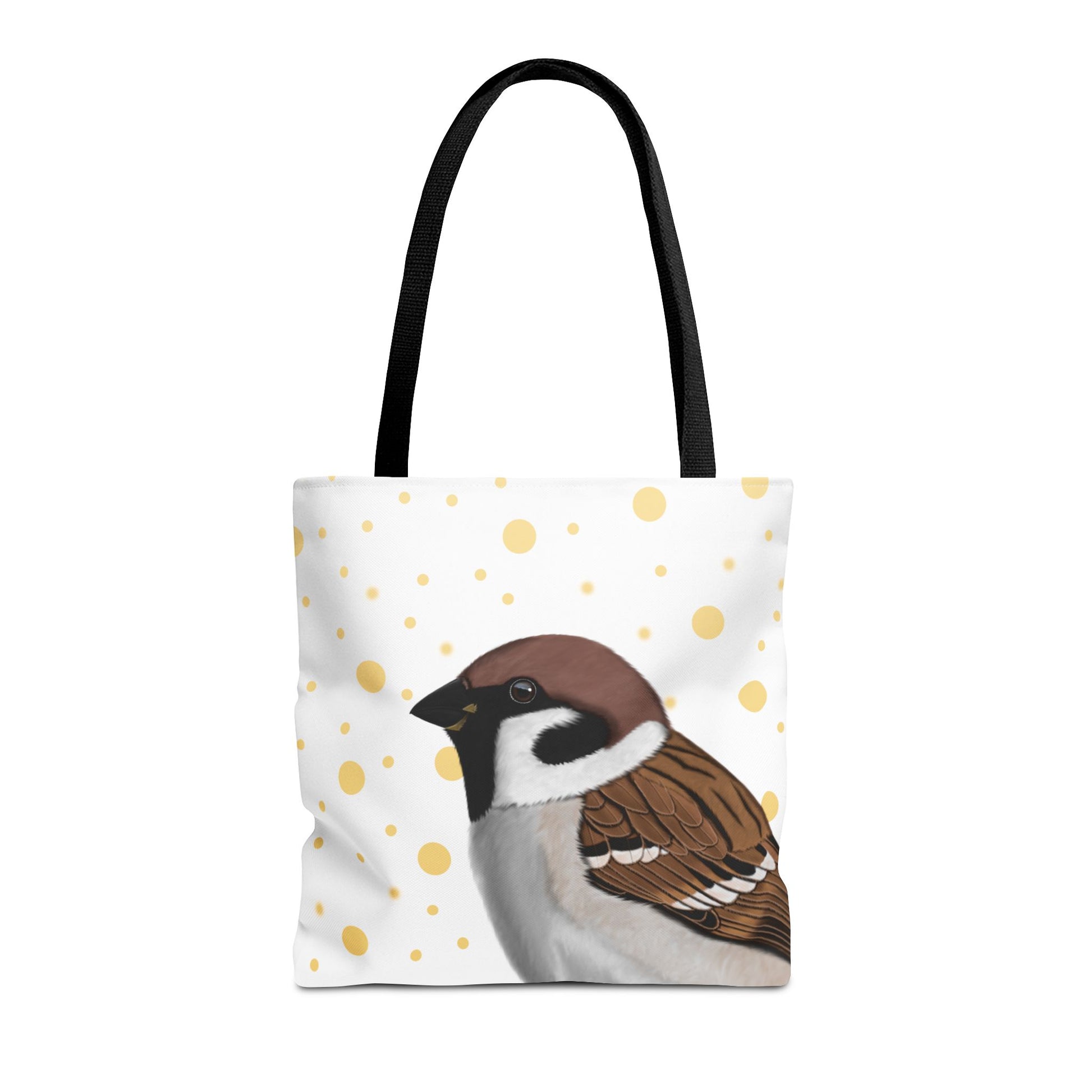 Tree Sparrow Golden Dots Bird Tote Bag 16"x16" White