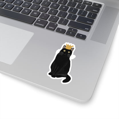 Black Cat with Crown Cat Lover Sticker