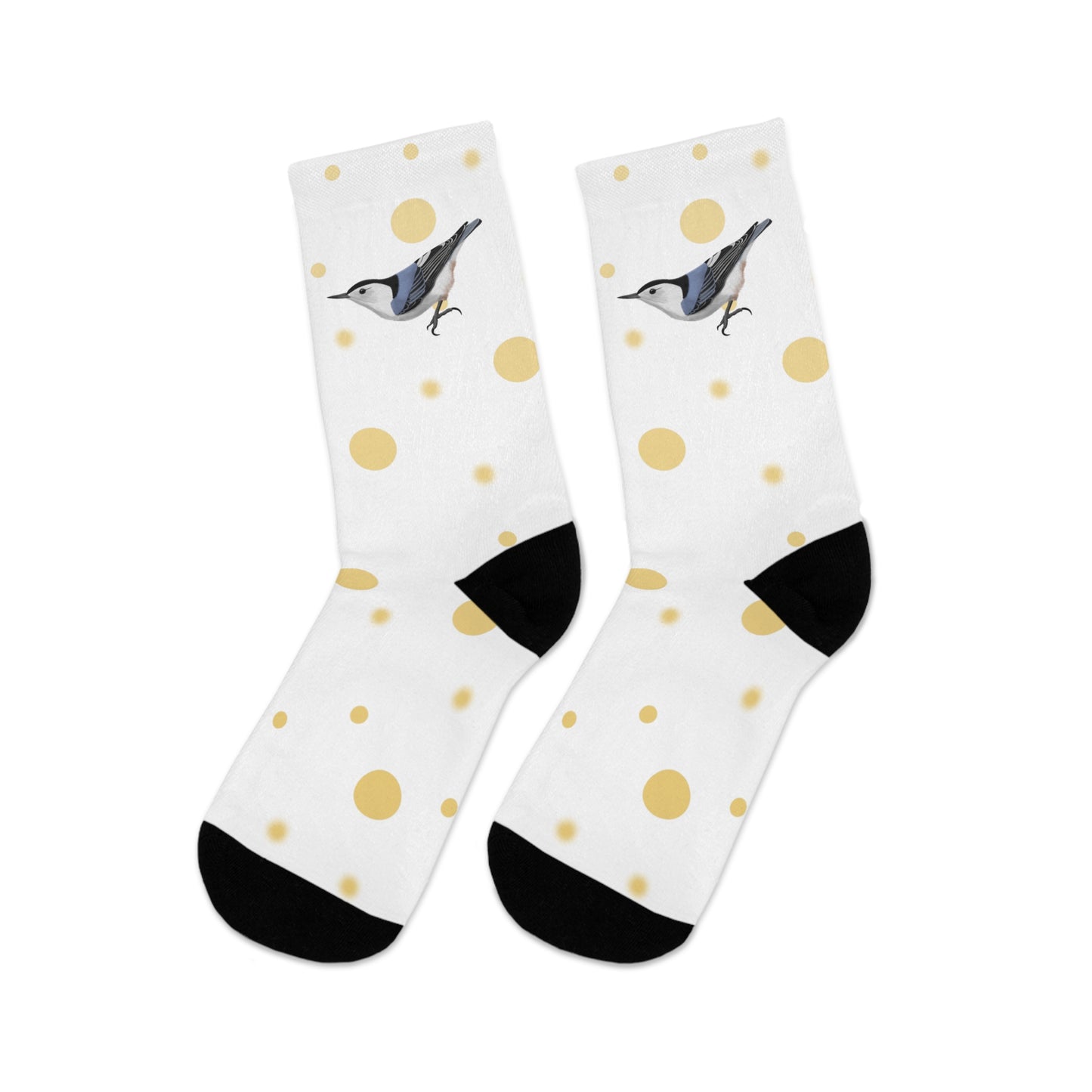 Nuthatch with Golden Dots Birding & Birdwatching Bird Socks White