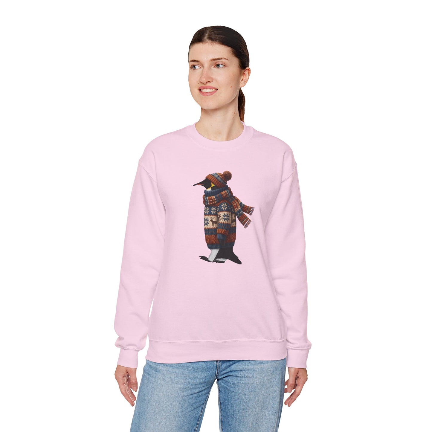 ペンギンの冬用スウェットシャツ | バードウォッチャークルーネック | 鳥好きの方へのユニセックスの鳴鳥ニットギフト