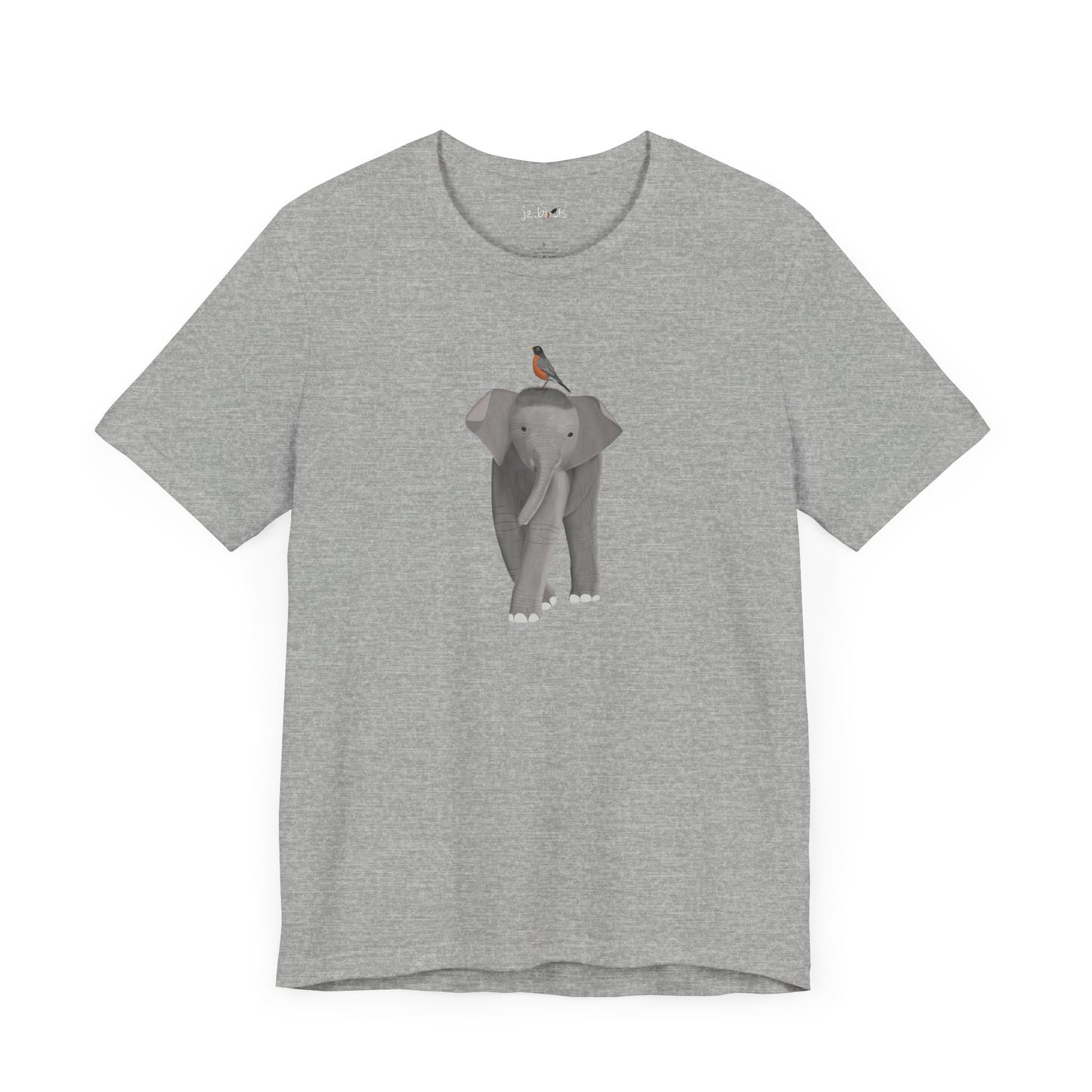 Elephant with American Robin Bird Birding & Birdwatching T-Shirt