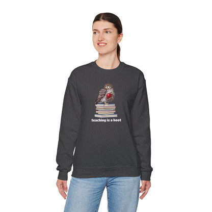 Cute Owl on Books Teacher Sweatshirt – Teaching is a Hoot – Cozy Back to School Aesthetic